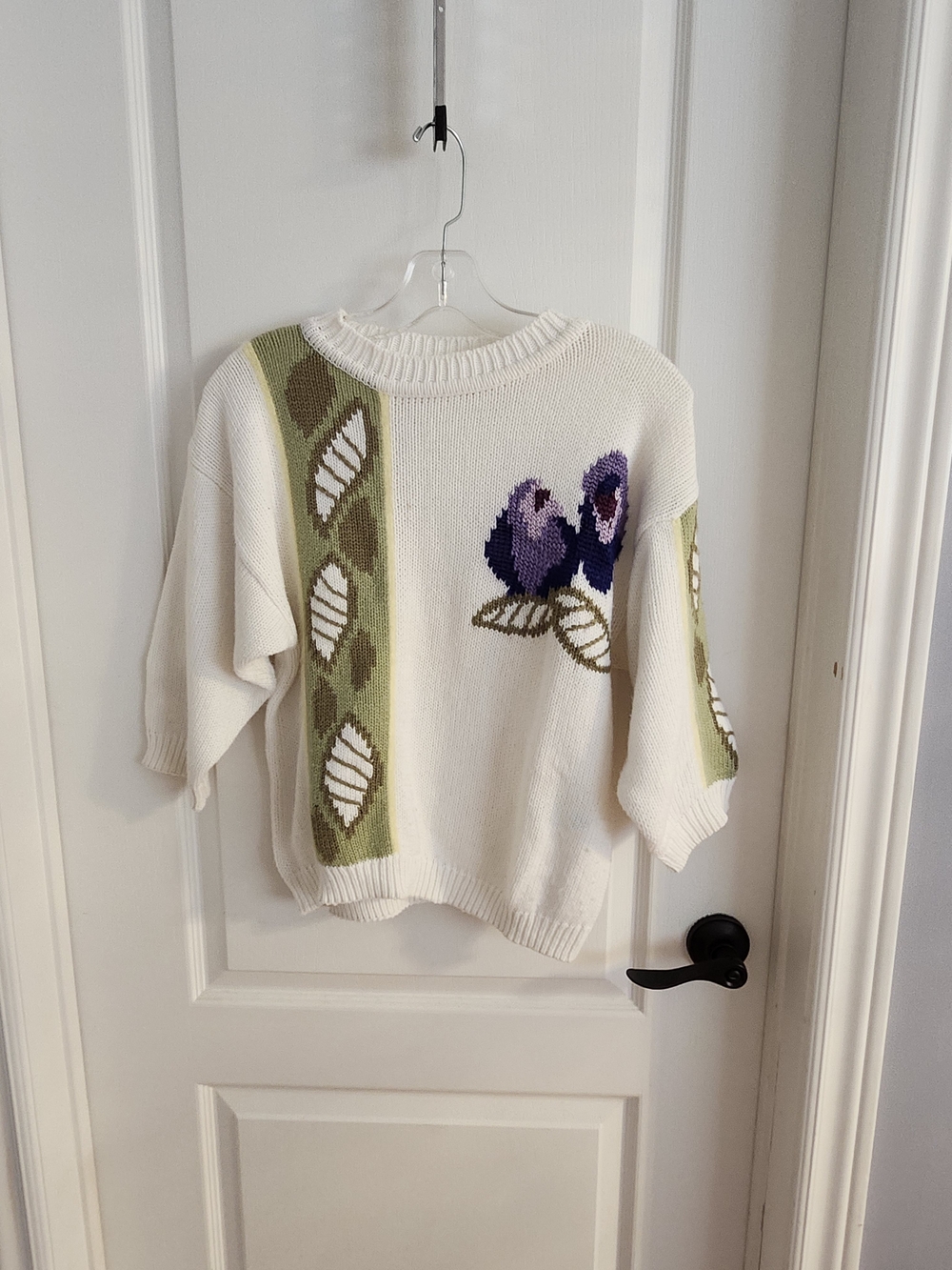 White Floral Accent Knit Sweater